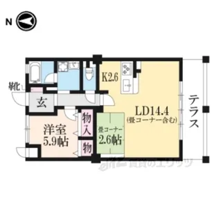 K-TERRACE学研奈良登美ヶ丘南棟【1階】の間取り