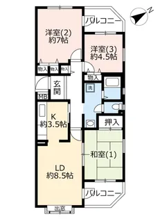 URデュプレ西大和【2階】の間取り