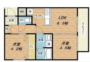 ソラーナ岸田堂【1階】の間取り