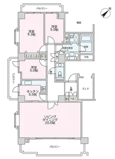 パークハウス多摩川北4番館【6階】の間取り