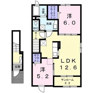 ラパン・エスポワールB【2階】の間取り
