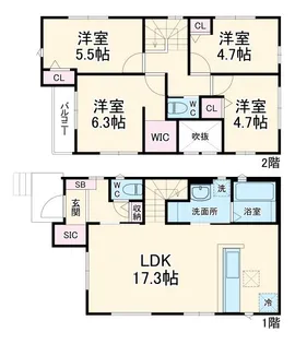 千葉県千葉市若葉区都賀5【一戸建】の間取り