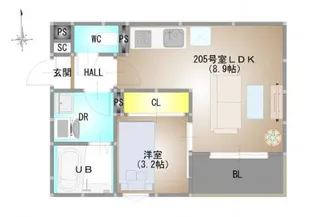 岡山県岡山市北区下伊福本町【アパート】の間取り