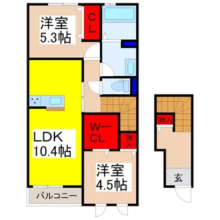 モン・サン・ミッシェルB【2階】の間取り