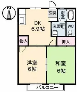 サンライフ木太 C棟【1階】の間取り