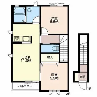 アバンサール岸町【2階】の間取り