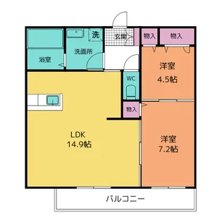 羽根山ヒルズ B【2階】の間取り