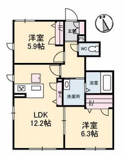CasaAlegre8日下橋【1階】の間取り