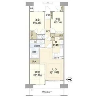 パークアリーナビューウイング【12階】の間取り