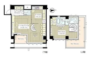 六本木エムケイアートレジデンス【7階】の間取り