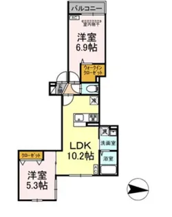 アンソレイエII【2階】の間取り