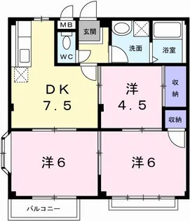 エルディム垣内【2階】の間取り