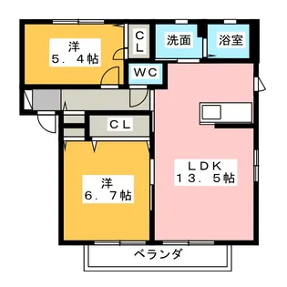 アーバンドエル B【2階】の間取り