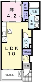 ヒロノハルカスB【1階】の間取り