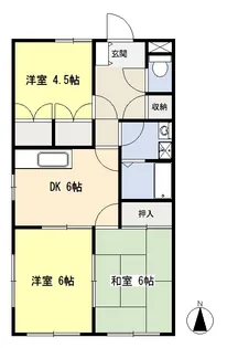 グリーンヒル見谷B棟【1階】の間取り