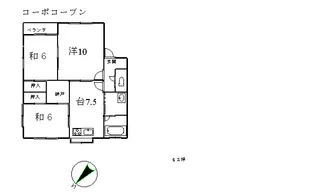 コーポコーブン【1階】の間取り