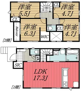 千葉県千葉市若葉区都賀5【一戸建】の間取り