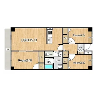 テラスレジデンス船橋夏見【3階】の間取り