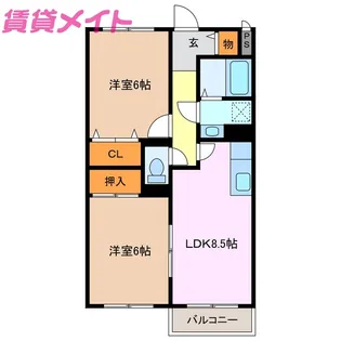 メイプルK-B棟【2階】の間取り