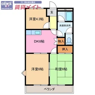 クィーンズコートC棟【2階】の間取り