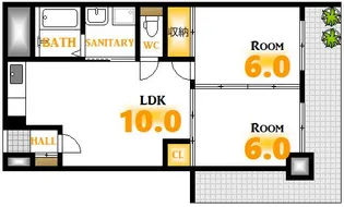グロワール広瀬【6階】の間取り