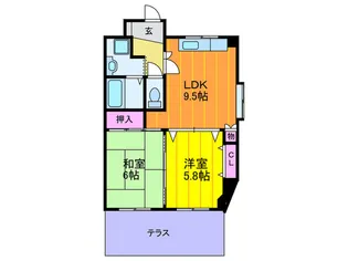 サン・フロ-ラ中川【1階】の間取り