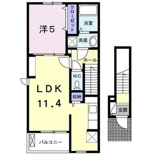 クラール東村 B【2階】の間取り