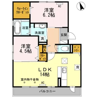 クレストII A棟【1階】の間取り