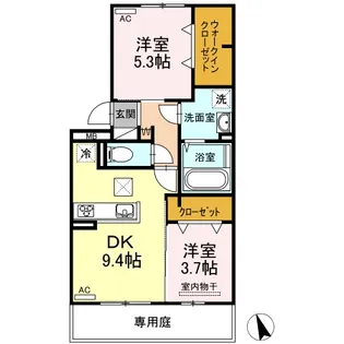 ペルラディアマンテ A棟【1階】の間取り