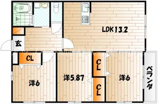 ブランボヌール小倉【3階】の間取り