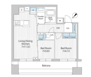 バウスフラッツ日本橋浜町【9階】の間取り