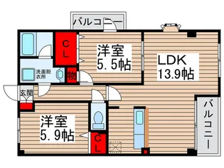 ヌ-ベルバ-グ常盤平【4階】の間取り