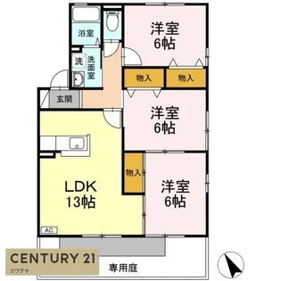 ウィルモア床波 A棟【1階】の間取り