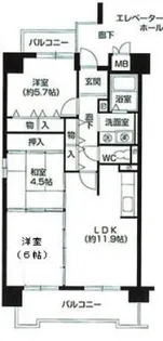 コーシャハイツ瓜破【5階】の間取り