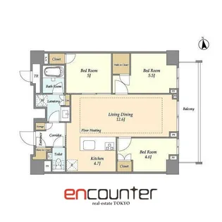 オアーゼ新宿市谷薬王寺【3階】の間取り