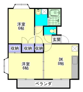 レインボー都北ハイツB棟【2階】の間取り