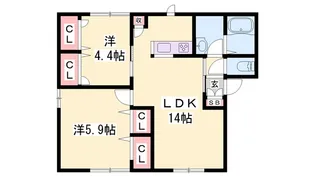 サンコート赤坂 B棟【1階】の間取り