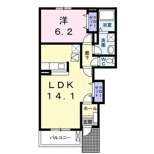 アンジュ・ドゥ・ボヌールA【1階】の間取り