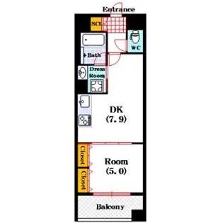 レジディア心斎橋ウエスト【4階】の間取り