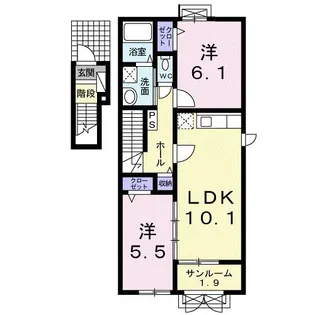 スクエアA【2階】の間取り