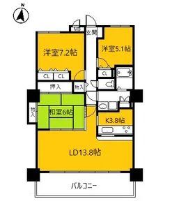 メディアス亀岡5番館【20階】の間取り