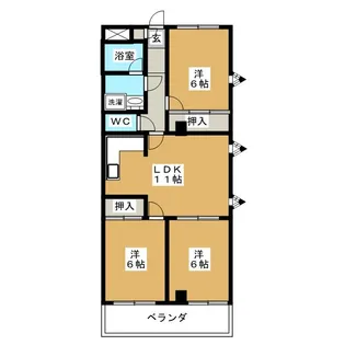 フラッツ西柏谷【3階】の間取り