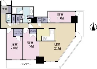 阿波座ライズタワーズフラッグ46 OMPタワー【24階】の間取り