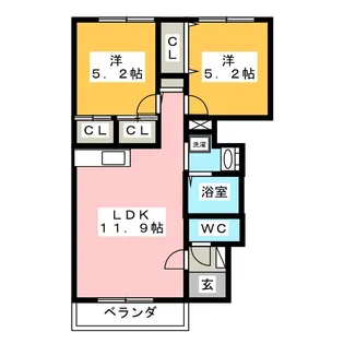 ラ マージュA【1階】の間取り