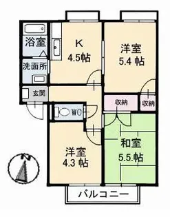 フレグランス羽島台【1階】の間取り