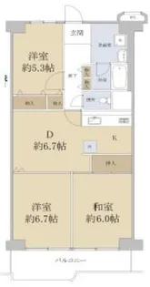 若江岩田スカイハイツ【2階】の間取り