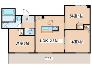 スリーウッド南湖【1階】の間取り