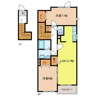 ボヌール・アルシュB【2階】の間取り