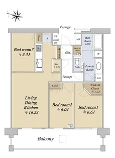 グランドヒルズ三軒茶屋ヒルトップガーデン【6階】の間取り
