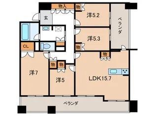 ロイヤルクレスト豊田【8階】の間取り